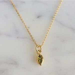 14K Gold Plated Oval Cut Peridot Dainty Layering Necklace - August Birthstone